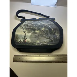 Jean Baptiste Camille Corot's painting, Souvenir de Mortefontaine Silk Handbag thumbnail 4