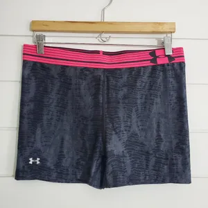 Under‎ Armour 3" Shorts Black with pink band active wear Size L thumbnail 3