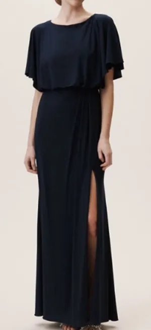 Anthropologie BHLDN Lena Jersey Flutter Sleeve Formal Maxi Dress Navy Size 14 thumbnail 1