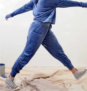 Aerie Offline Blue After Party Velour Joggers Large thumbnail 2