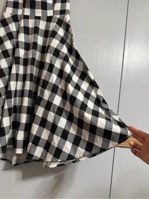 Topdress Black White Gingham Backless Halter Dress Size Small Retro Trad Wife thumbnail 6