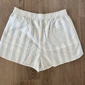 Madewell Pull On Boxer Style Lounge Shorts Blue Stripe Womens Large NEW thumbnail 7