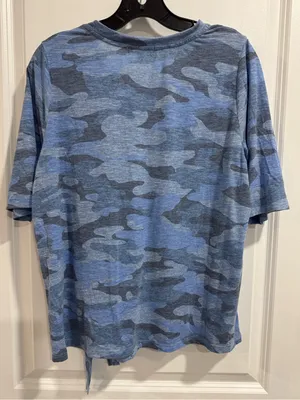 Democracy Blue Camo V-Neck Side Tie Hem Top M thumbnail 3