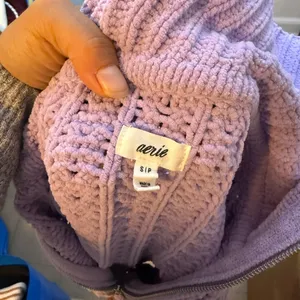 Aerie Lilac Cable Car Quarter Zip Sweater thumbnail 6