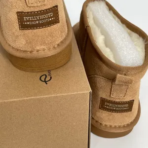 EVELLYHOOTD Mini Snow Boots Chestnut Suede Fur Lined Winter Shoes‎ Size 11 NEW thumbnail 4