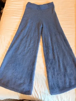 Free People Intimately Wide Leg Lounge Pants Blue High Rise Cozy Soft thumbnail 1