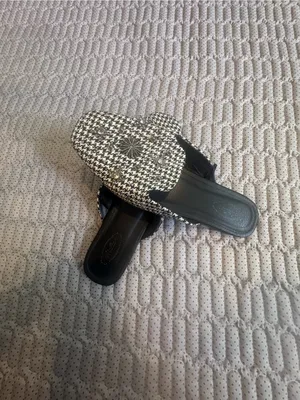 Black & White Houndstooth Embellished Slip-On Loafers thumbnail 4