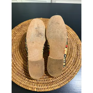 Free People At Ease Loafer Mules Yellow Floral Embroidered Sequin Flats Size 36 thumbnail 7