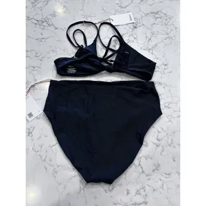 NWT Quince Black Knot Tie Bikini Top & High Rise Bottom Set Size Large thumbnail 2