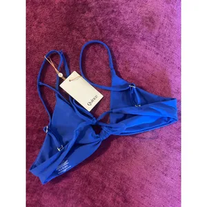 QUINCE Italian Knot Triangle Bikini Top SUSTAINABLE NWT Electric Blue Medium M thumbnail 4
