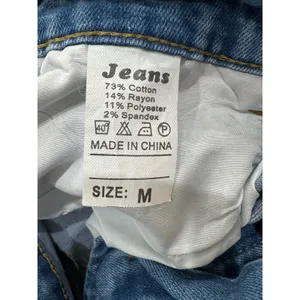 Womens Distressed Wide Leg Jeans Medium Wash Ripped High Rise Blue Size M thumbnail 4
