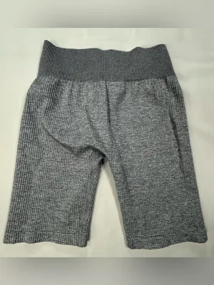 Hypr MV High-Rise Ribbed Gray Women's Bike Shorts thumbnail 6