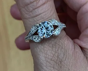 Size 9 S925 Sterling Silver Cz Diamond 1ct Ring New thumbnail 2