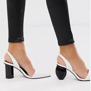 Bershka Interest White & Black Mixed Mid Pointed Toe Heel 6.5/37‎ thumbnail 1