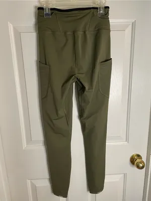 REI Co Op Olive Green Drawstring Waist Leggings With Stash Pockets Size Small thumbnail 5