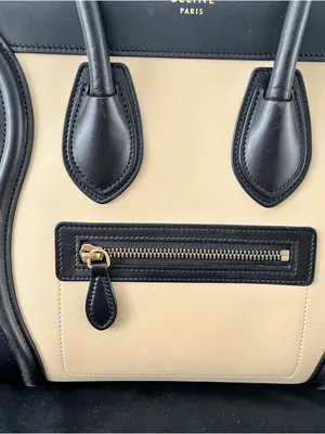 Celine Luggage Tote Tricolor Leather Micro Top Handle Handbag thumbnail 3