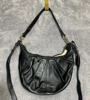 Vince‎ Camuto Crossbody Bag Womens Small Black Leather Pleated Crescent Hobo thumbnail 1