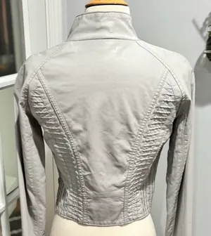 Blank NYC "On The Rocks" Light Gray Faux Leather Jacket thumbnail 3