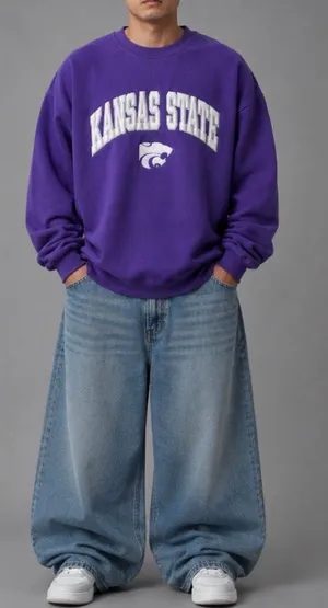 Vintage Purple Embroidered Kansas State Heavyweight Sweatshirt thumbnail 1