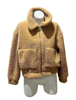 Urban Outfitters Women's Teddy Jacket Brown Zip Up Size S Standard thumbnail 1