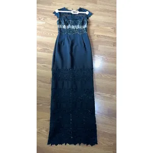 Bronx & Banco Black Lace Maxi Dress Cap Sleeve Formal Cocktail Size S thumbnail 5