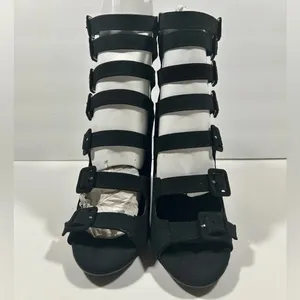 NIB!Olivia Jorgensen "Murray" 7 Buckles - Back Zipper - Pee a Boo Toe - Size 9 thumbnail 8