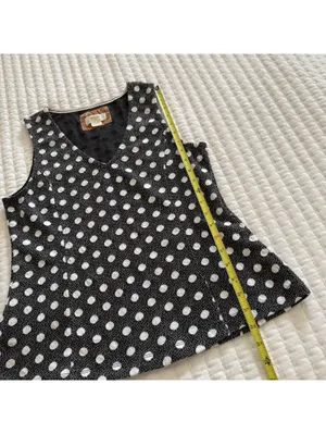 Anthropologie Maeve Polka Dot Black & White Sleeveless Blouse Top Sz M Medium thumbnail 6