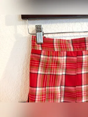 NWT Aerie Womens Skirt Red Plaid Pleated Mini Academia Uniform Size Medium thumbnail 5