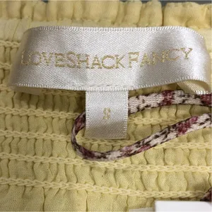 LoveShackFancy Smocked‎ Ruffle Mini Skirt Yellow Womens 8 Cottagecore NWT thumbnail 4