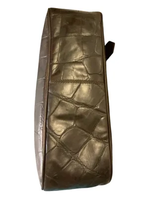 Dooney & Bourke Vintage Dark Brown Croc Embossed Leather Hobo Shoulder Bag | Silver Logo Plaque & Duck Charm thumbnail 5