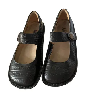 Alegria Paloma‎ Black Leather Embossed Mary Jane Shoes Women Comfort 36 US 6 thumbnail 1