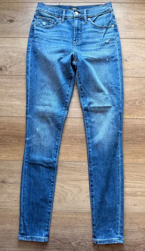 Express Skinny Jeans Mid Rise Distressed Blue thumbnail 1