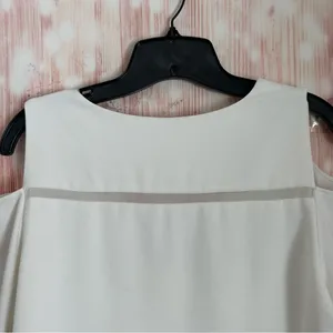 Cooper & Ella White V Neck Cold Shoulder Long Sleeve Double Layer Blouse Size M thumbnail 10