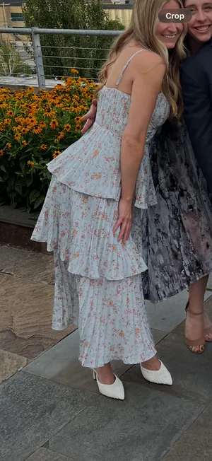 Lulus Floral Midi Blue Dress thumbnail 2