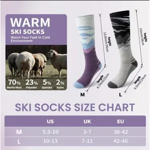 Unisex Tall Ski Socks 10-13 Merino Wool Anti-odor Anti-slip Alps Design NEW NICE thumbnail 6