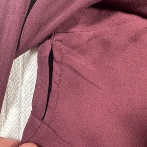 LOFT Womens Medium Burgundy Blouse Tie Front Long Sleeve Peplum Top thumbnail 8