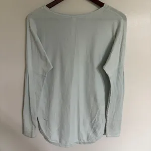 Lululemon 100% Cotton Long Sleeve‎ Knit Sweater Light Blue Mint Green Size 4 thumbnail 10