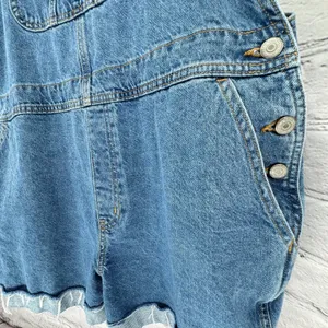 Old Navy Overall Shorts Women's XL Blue Denim Shortalls Cuffed Classic thumbnail 2