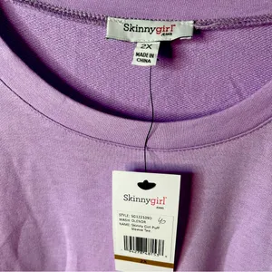 SkinnyGirl Soft Stretchy Purple Puff Sleeve Tee Size 2X New! thumbnail 4