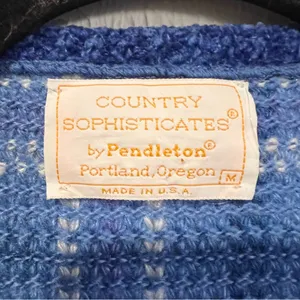Pendleton Country Sophisticates Wool Blend Blue Plaid Cardigan Sweater size S thumbnail 9