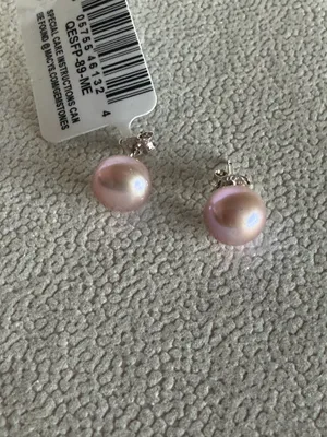 Belle de Mer Pink Cultured Freshwater Pearl Stud Earrings 8-9mm Sterling Silver thumbnail 4