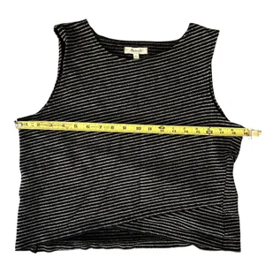 Madewell Black Striped Crossover‎ Tank 100% Cotton Medium Minimalist Casual EUC thumbnail 7