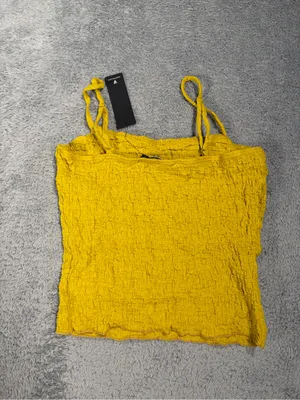 Lulu's Yellow/geeen Textured Smocked Cami Top small NWT thumbnail 3