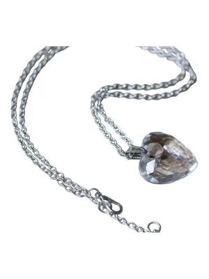 Clear Heart Gemstone Silver Tone Chain Necklace thumbnail 8