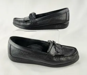 SAS Womens Black Comfort Loafer Kiltie Moccasin Black Leather Shoe‎ Size 11 M 12 thumbnail 1