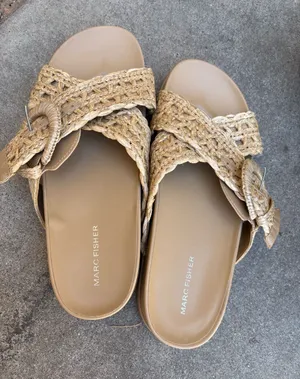 Marc Fisher Natural Tan Braided Slide Sandals thumbnail 1