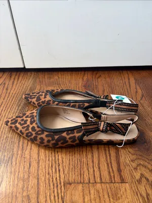 a new day Leopard Print Pointed Toe Slingback Flats Size 8 New thumbnail 3