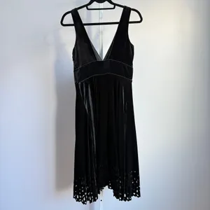 Zara Black witchy dark romantic Dress Party Cocktail Laser Cut Hem‎ sz S thumbnail 5