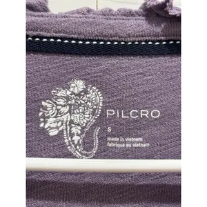 Pilcro Anthropologie Ruffle Henley Top Sz S Purple Slub Knit Long Sleeve Boho thumbnail 2