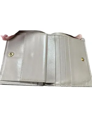 Fendi Gray Leather Card Holder Wallet with Gold Logo thumbnail 6